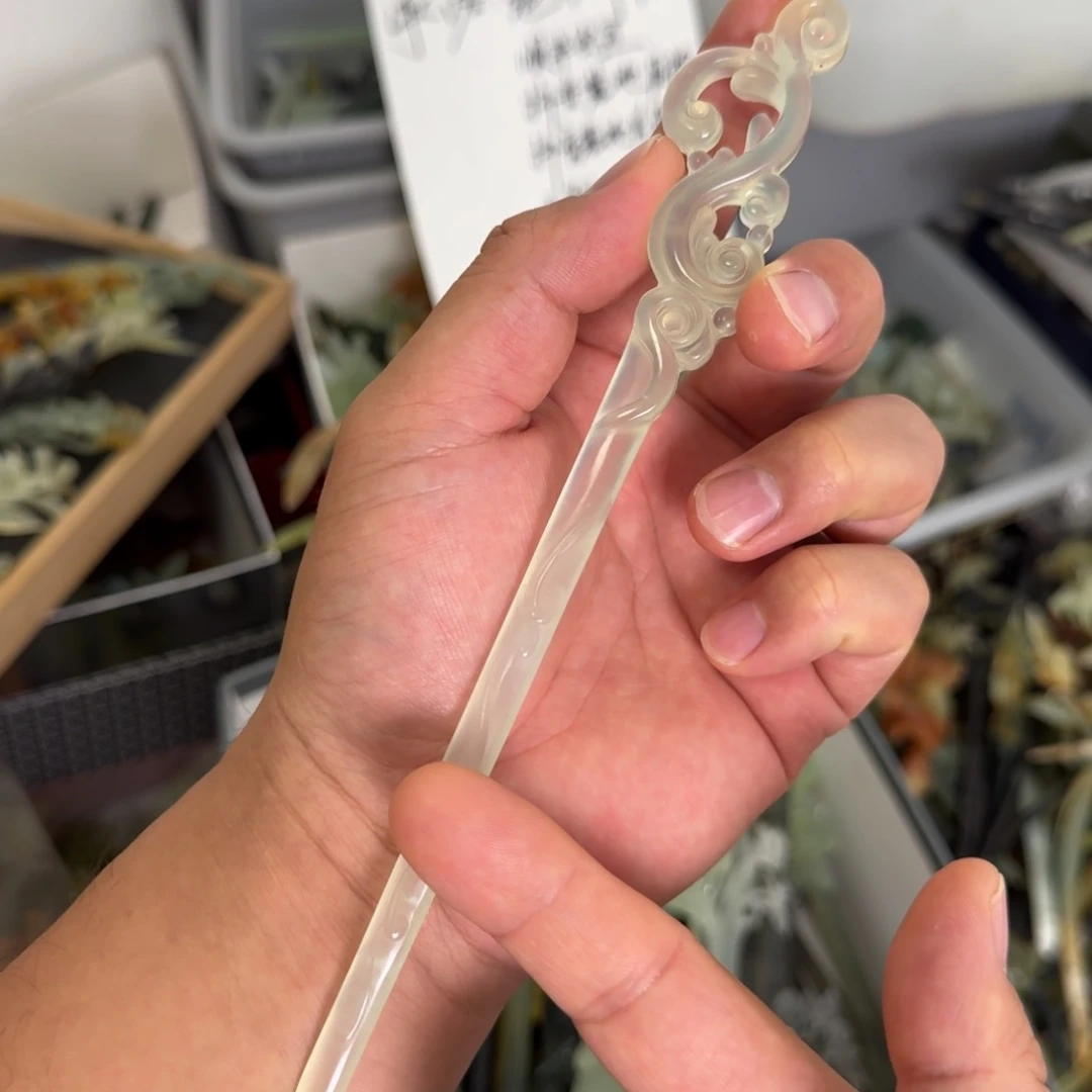 岫玉未镶嵌发饰明君玉簪就是好看
