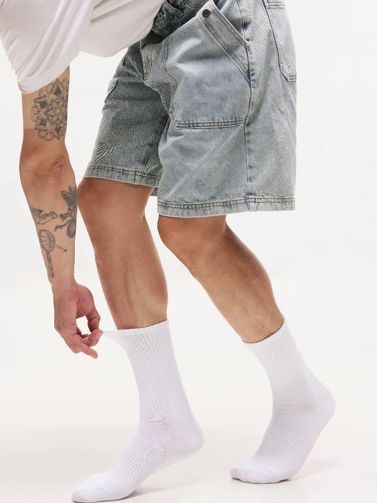 男士中筒袜棉运动袜基本款夏季简约百搭不掉跟休闲袜透气防臭袜