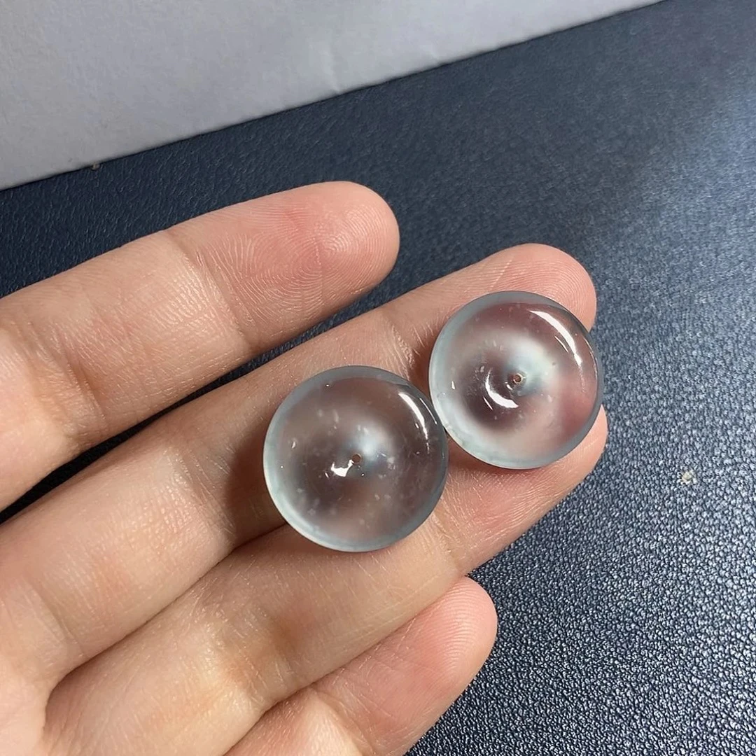 玻璃蓝钢平安扣取一18.3×4.1