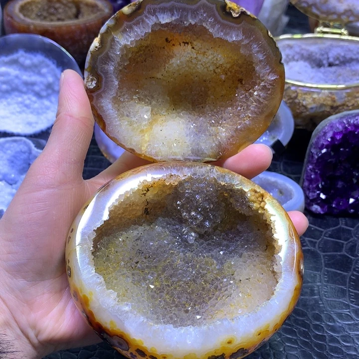 水晶 全抛黄晶盆未镶嵌