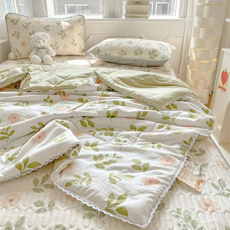 夏季冰丝乳胶凉席四件套夏凉被2025新款宿舍床单被套三件套空调被