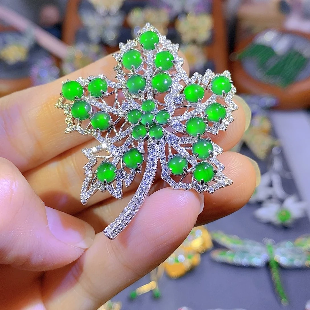 颈饰银S925镶嵌翡翠