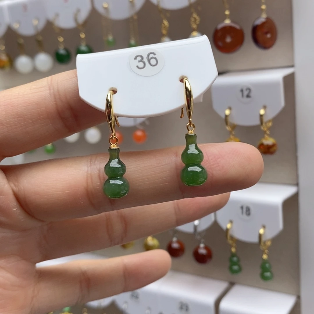 银S925镶嵌和田玉耳饰