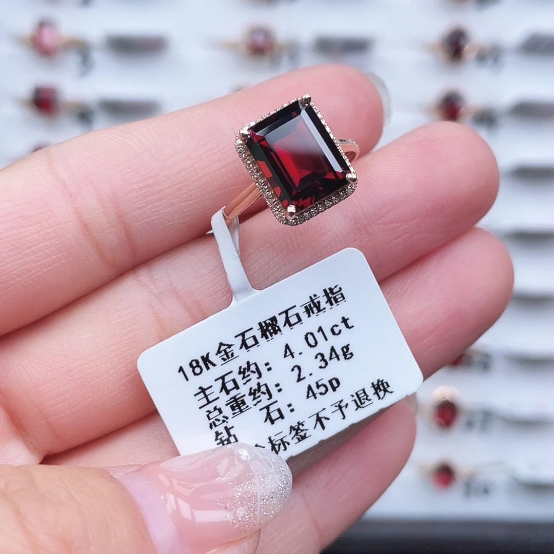 戒指石榴石18K金镶嵌