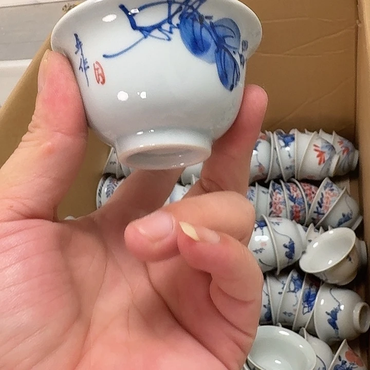 瓷片手工手绘柿子客杯