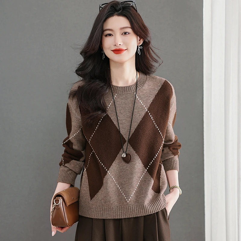 2025女冬装时髦洋气打底衫女胖遮肚子上衣宽松显瘦毛衣针织衫女