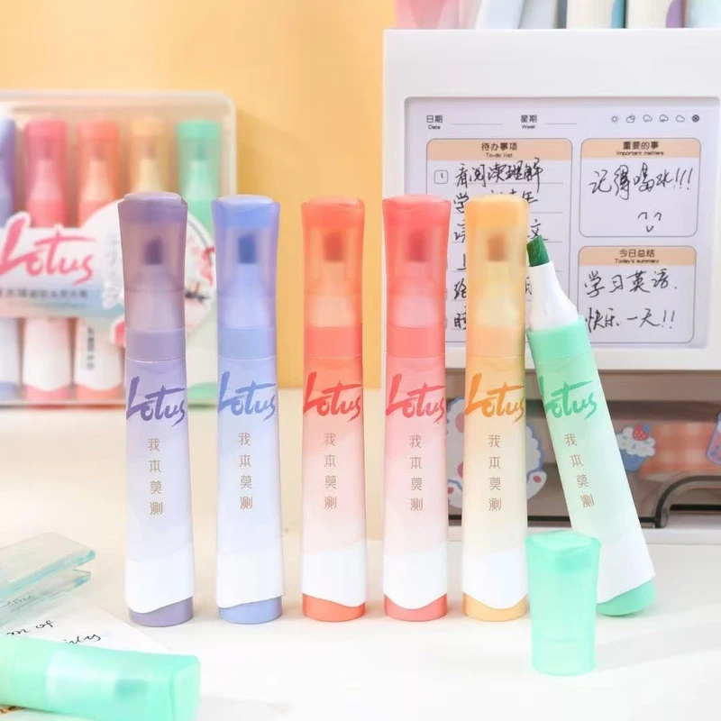 ins叠色双头荧光笔学生彩色记号笔高颜值大容量重点标记彩笔941