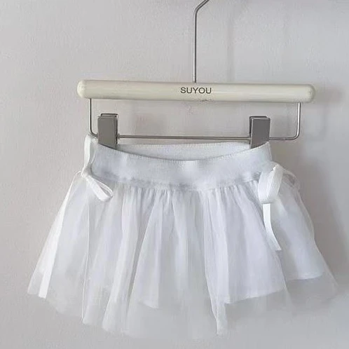 苏右   夏季女童白色百搭纱纱屁帘