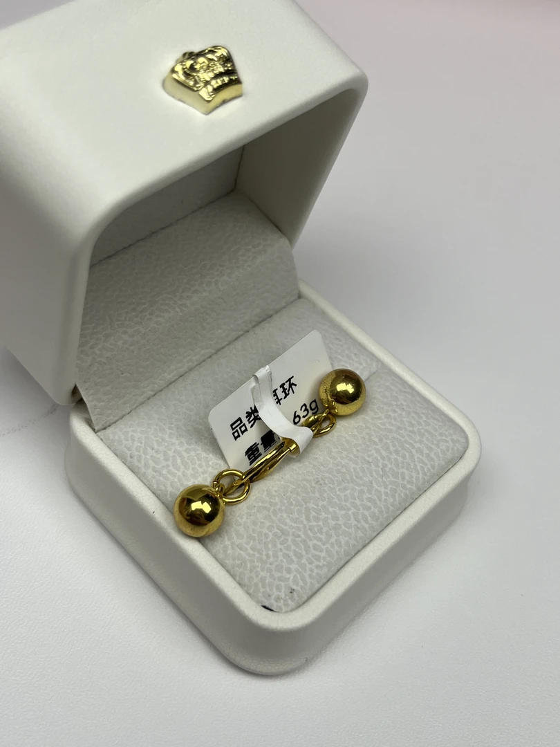 合金耳饰   简约金珠女士耳环（无礼盒）