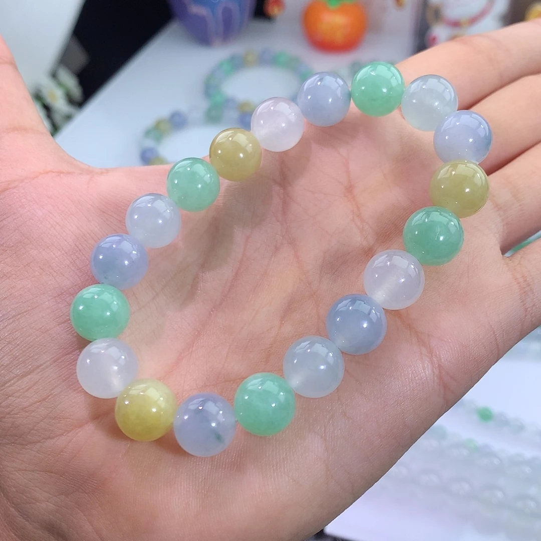 翡翠未镶嵌手链8号 冰多宝手串