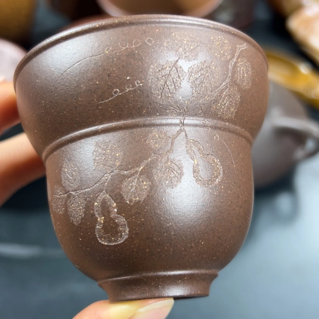 茶杯紫砂紫泥福禄