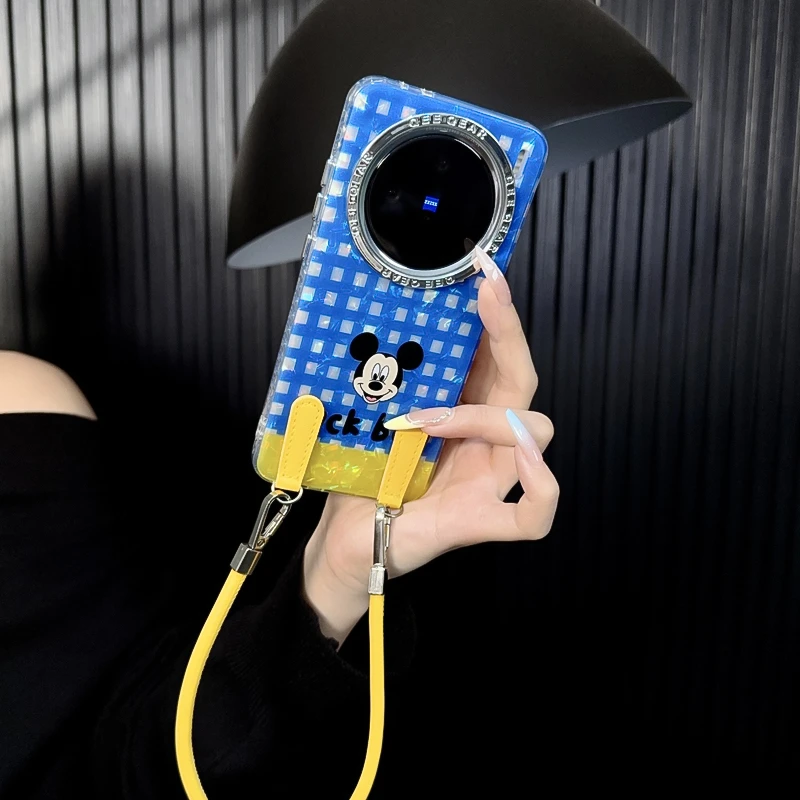 适用vivox200手机壳新款x200pro套x200promini蓝格子可爱miqi女款