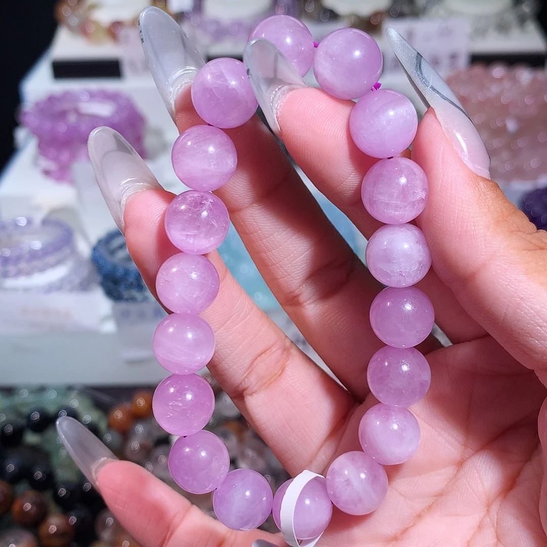 未镶嵌手链水晶（抠数拍）猫眼拉丝紫锂辉11m
