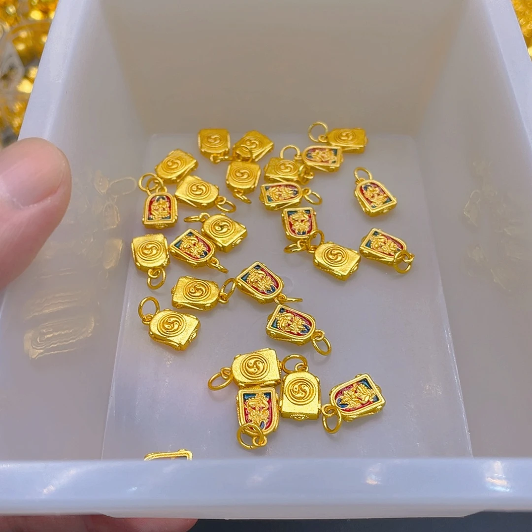 锆石铜合金珐琅彩黄财神方牌2个