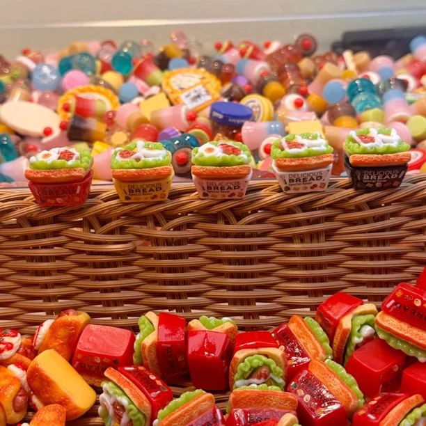 鸡蛋热狗吐司盒树脂配件手工创意DIY钥匙扣挂件摆件摆台冰箱贴