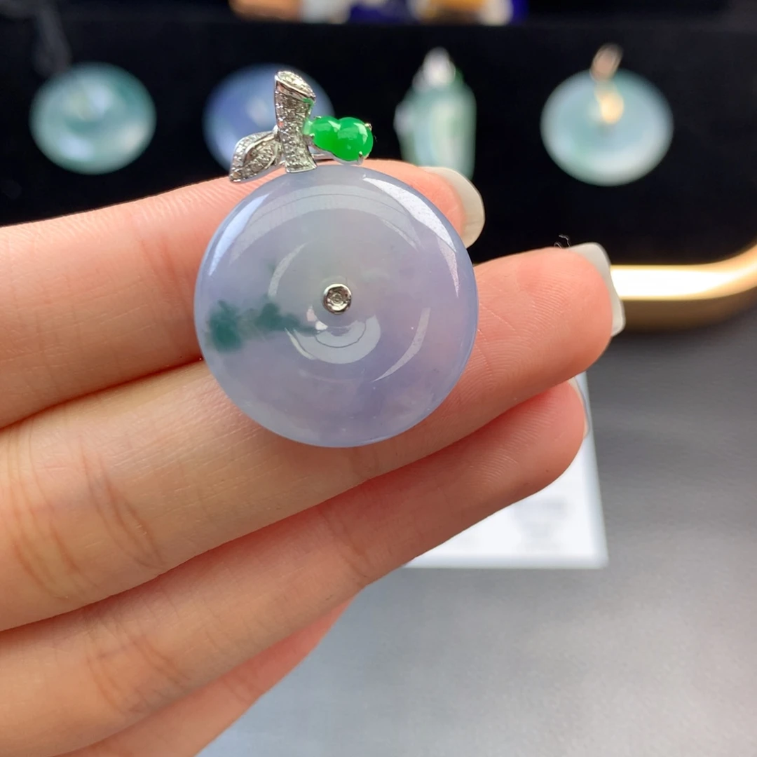 翡翠18K金镶嵌挂件48小时鉴赏期  退货不扣服务费