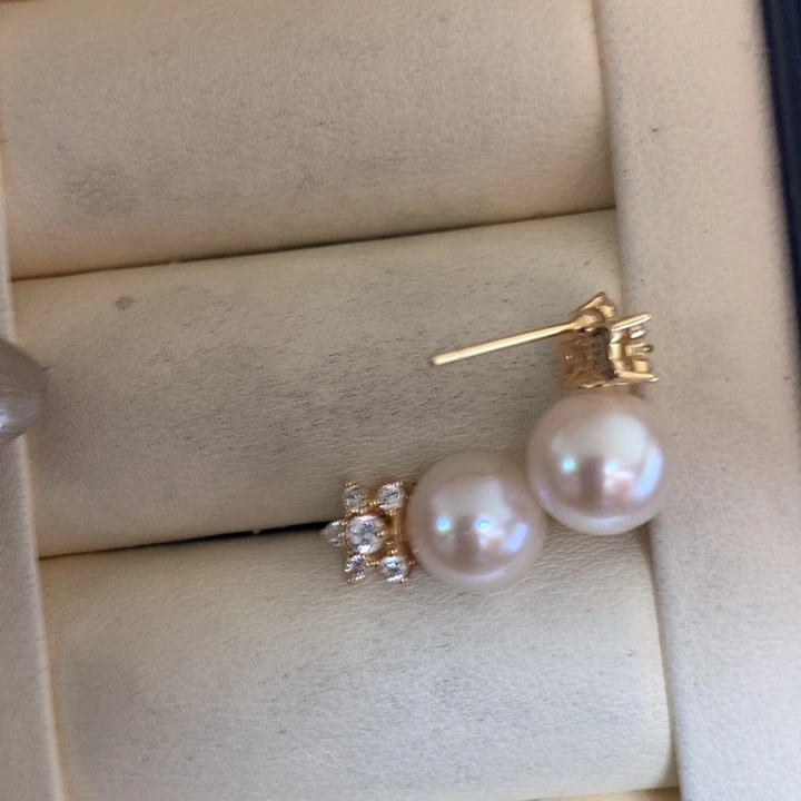 银S925镶嵌耳饰海水珍珠