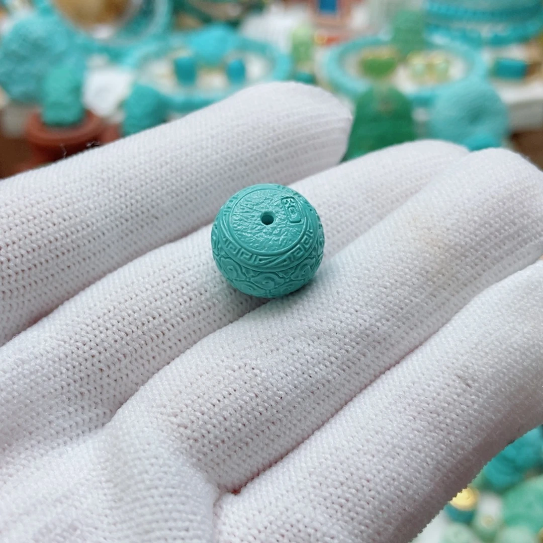 绿松石未镶嵌云纹珠子14mm