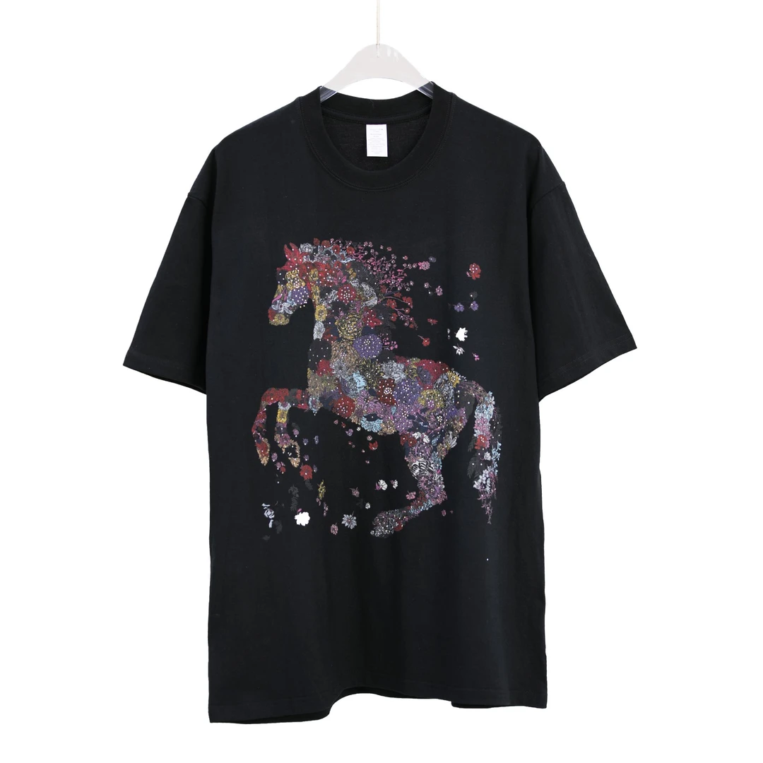 2025短袖t恤女新款爆款设计师潮流百搭宽松版纯棉重工大版T恤5521