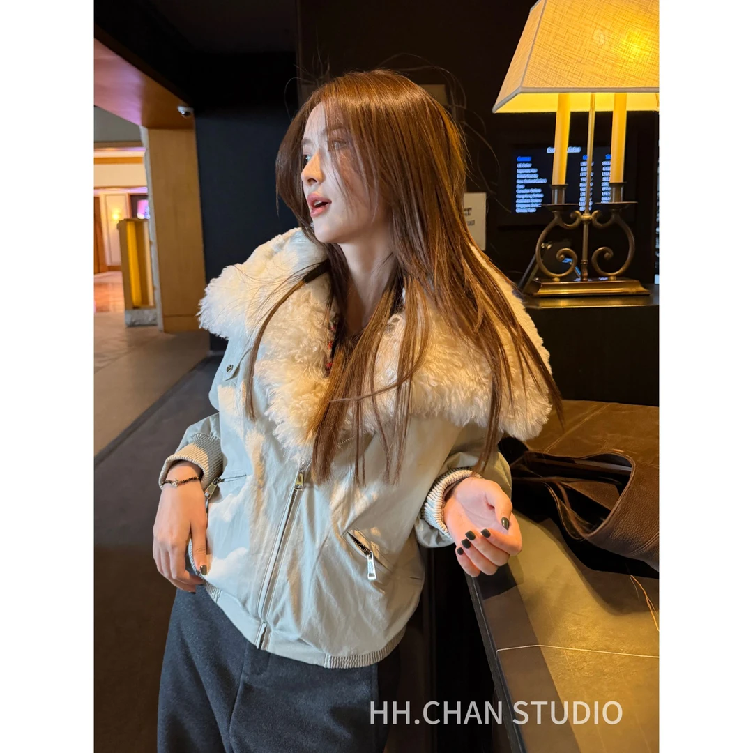 HH.CHAN“牧羊女”90新国标白鹅绒&羊毛翻领夹克HH53J40181-赖赖