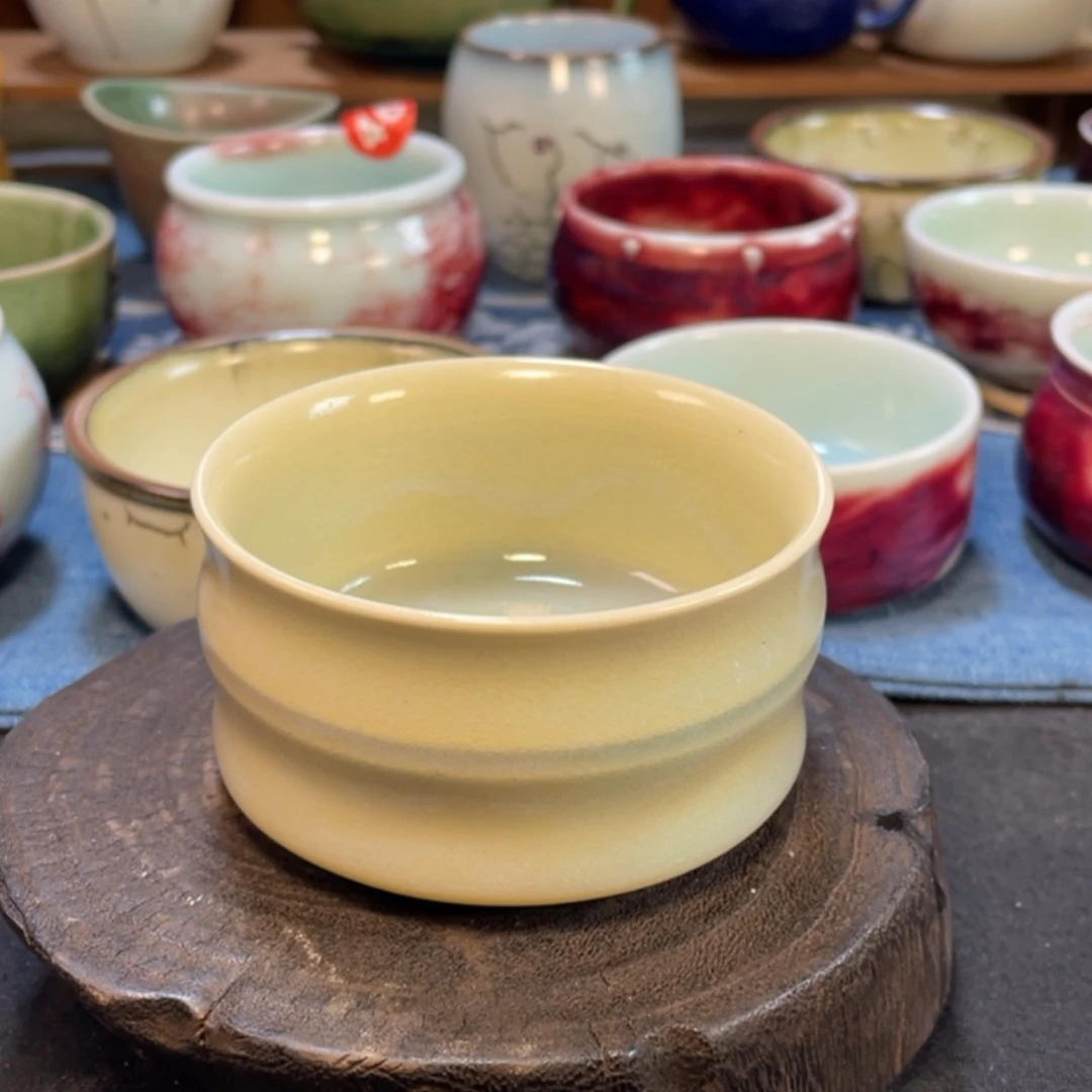 【闪购商品】摆件钧瓷鸡油黄竹节杯