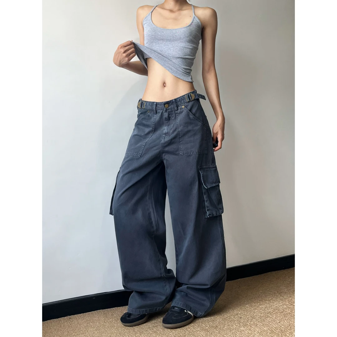 MainFixed复古多口袋直筒宽松工装裤美式街头做旧伞兵裤休闲长裤