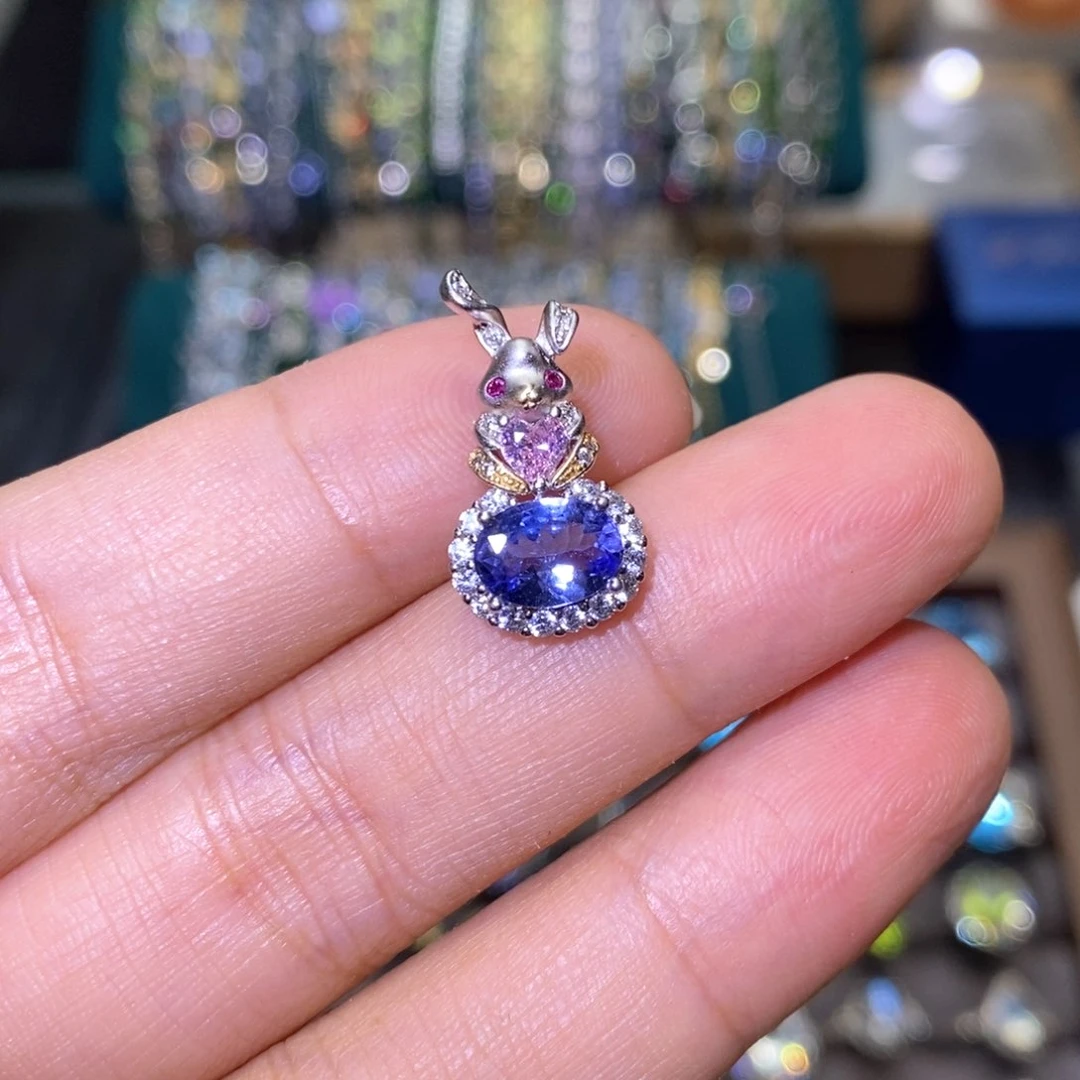 银S925镶嵌吊坠(赠链)坦桑石