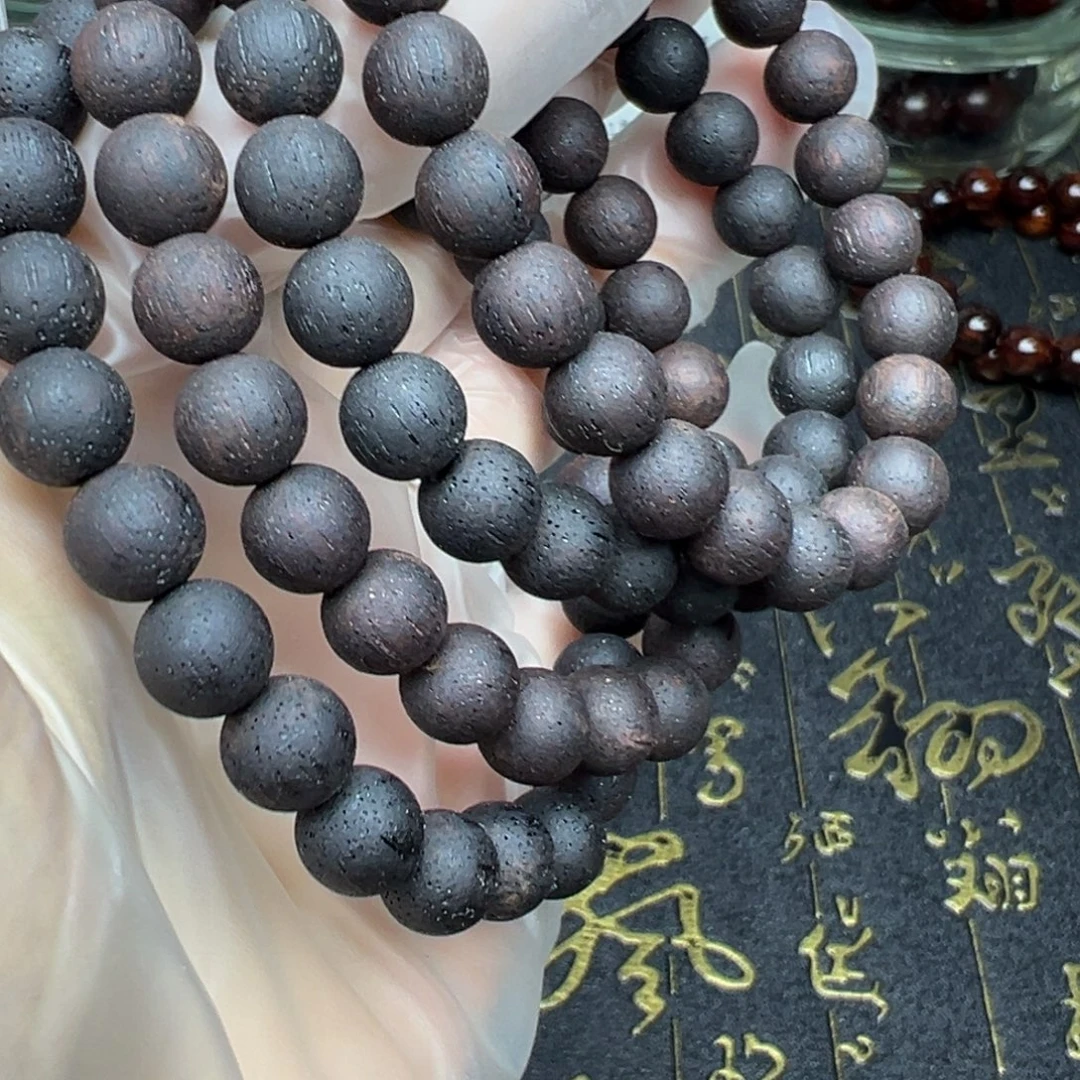 降真香手串/手链缅甸小叶降真香08紫黑油23颗