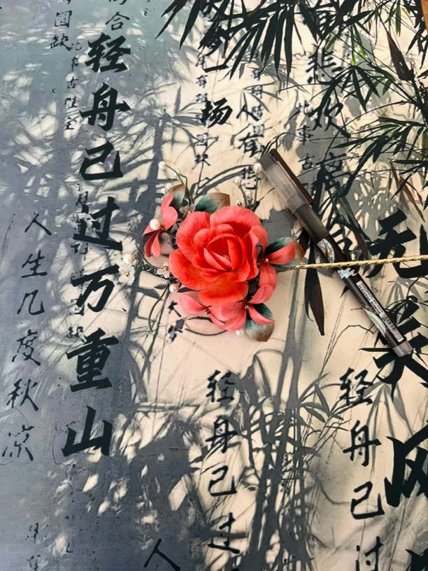 旗袍清新国风古典软簪头饰复古/宫廷绒花发簪