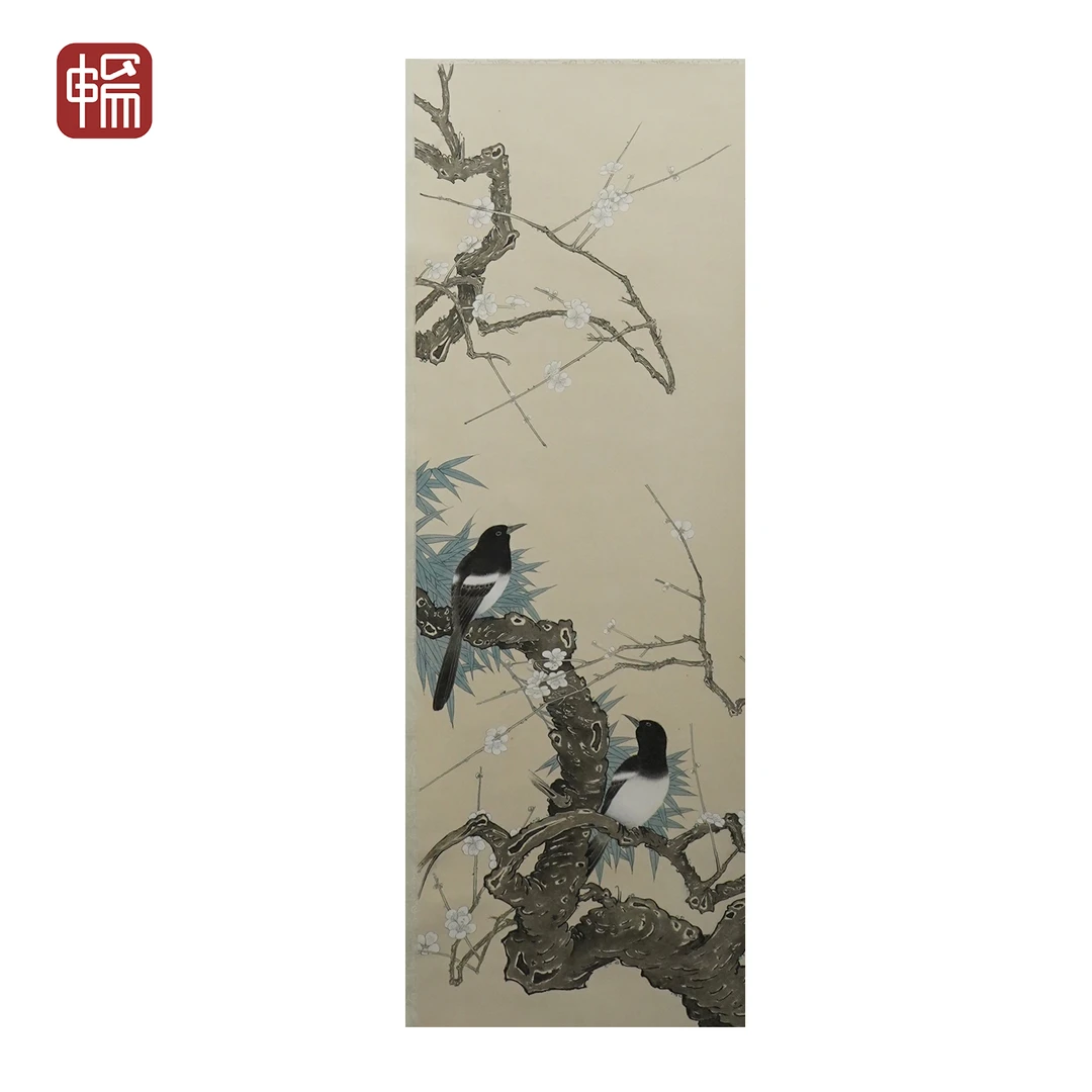 B092 1938年作《喜上眉梢》闲人 40*109(3.92平尺) 纸本立轴  YM