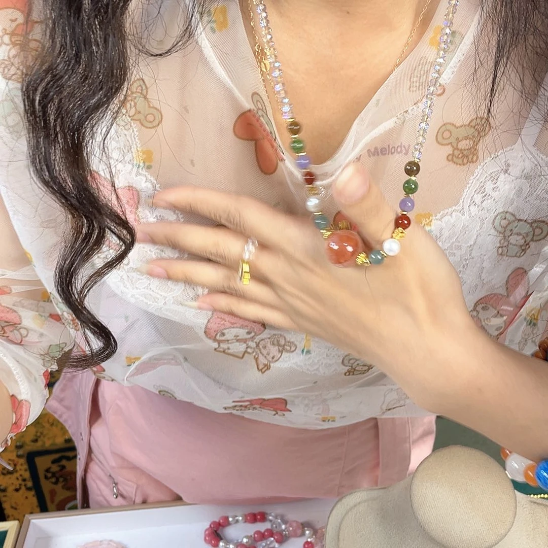 水晶手链银S925镀金镶嵌