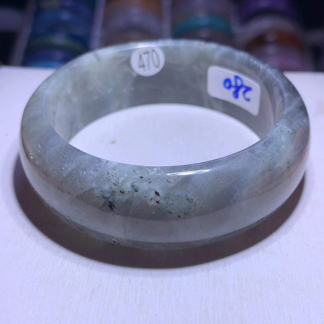 银S925镶嵌水晶手镯拉长石58.4圈470