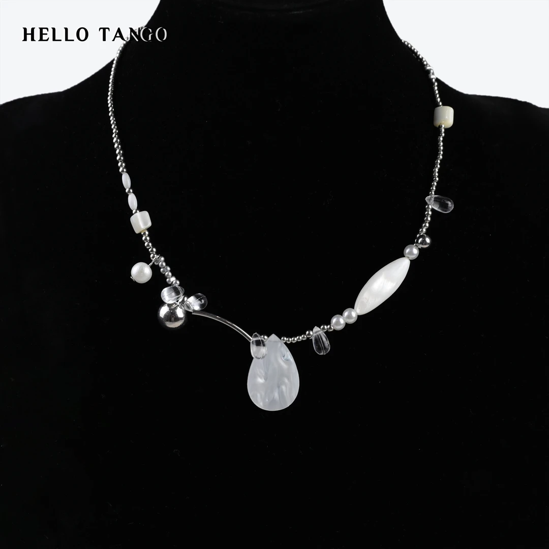 非金属仿珍珠项链 HELLOTANGO小众设计手工串珠气质锁骨项链