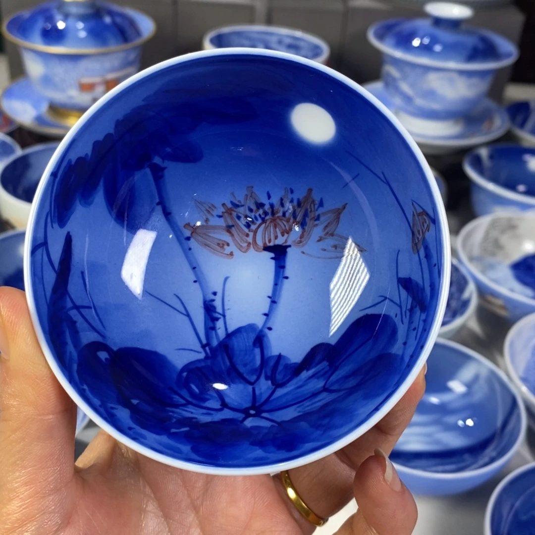 荷花青花主人杯杯