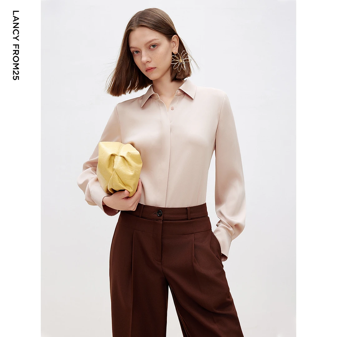 【朗姿Basic衣橱】白衬衣高级感长袖上衣2025秋新款通勤气质衬衫