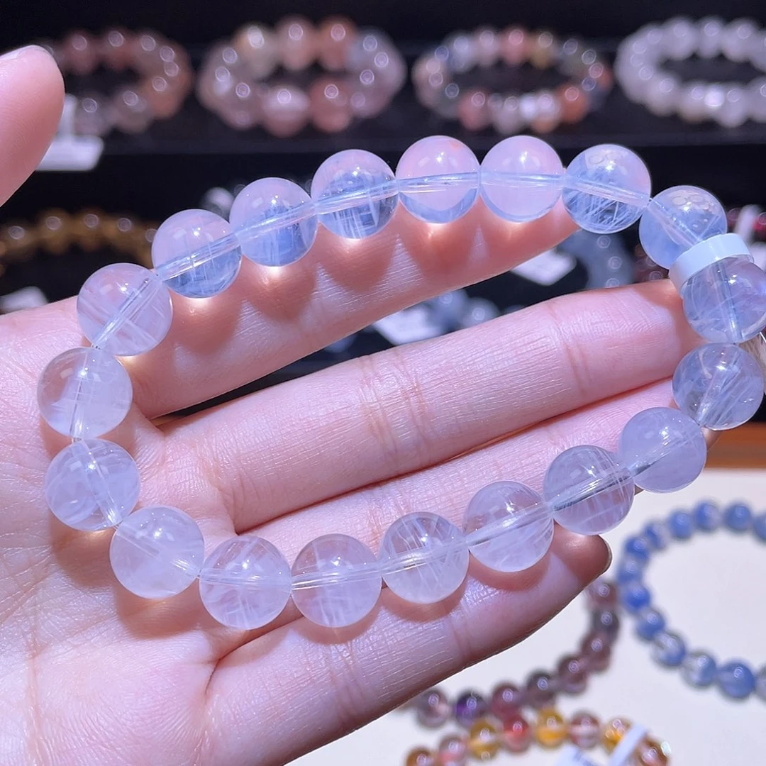 水晶手链未镶嵌蓝针手链，晶体通透10.7