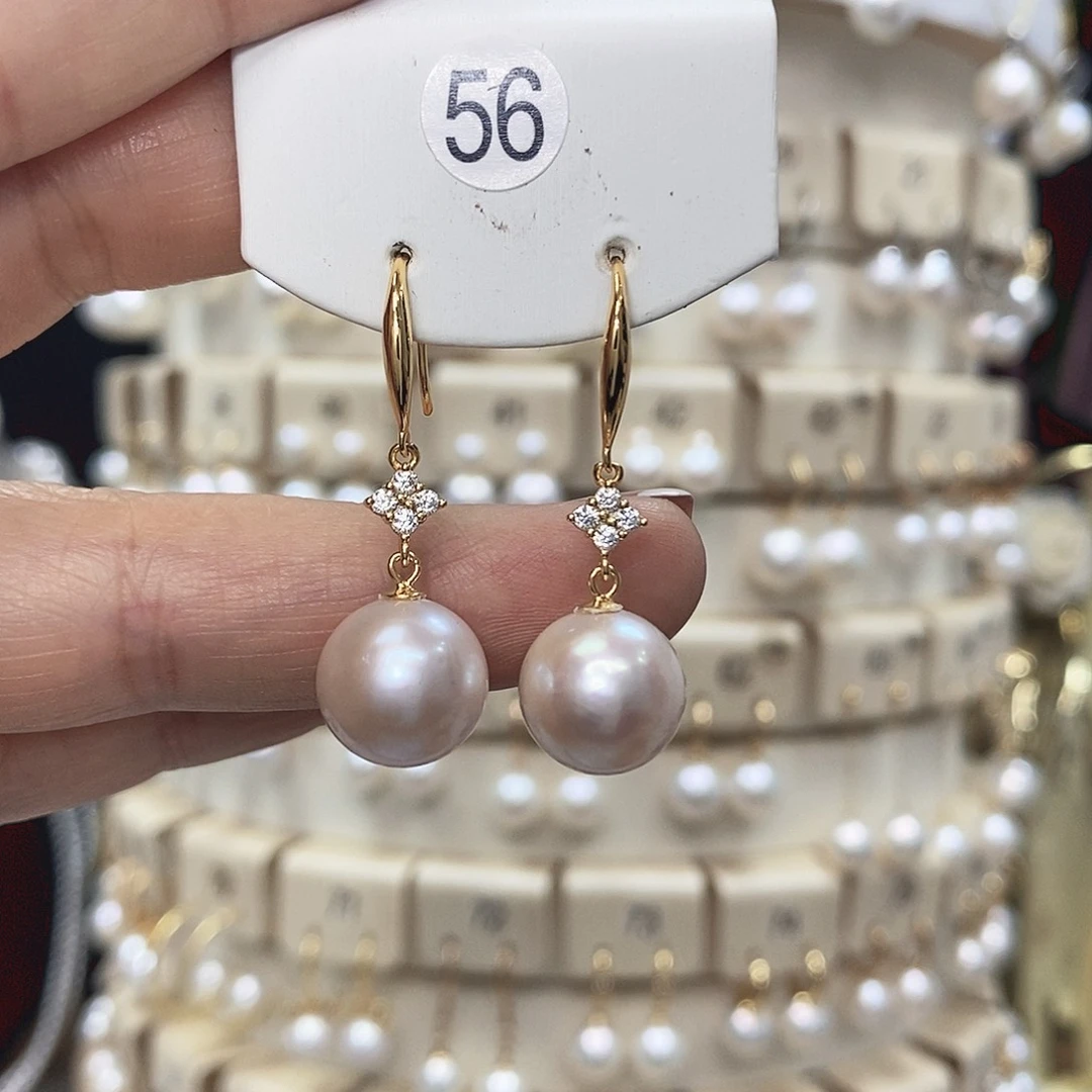 银S925镶嵌淡水珍珠耳饰