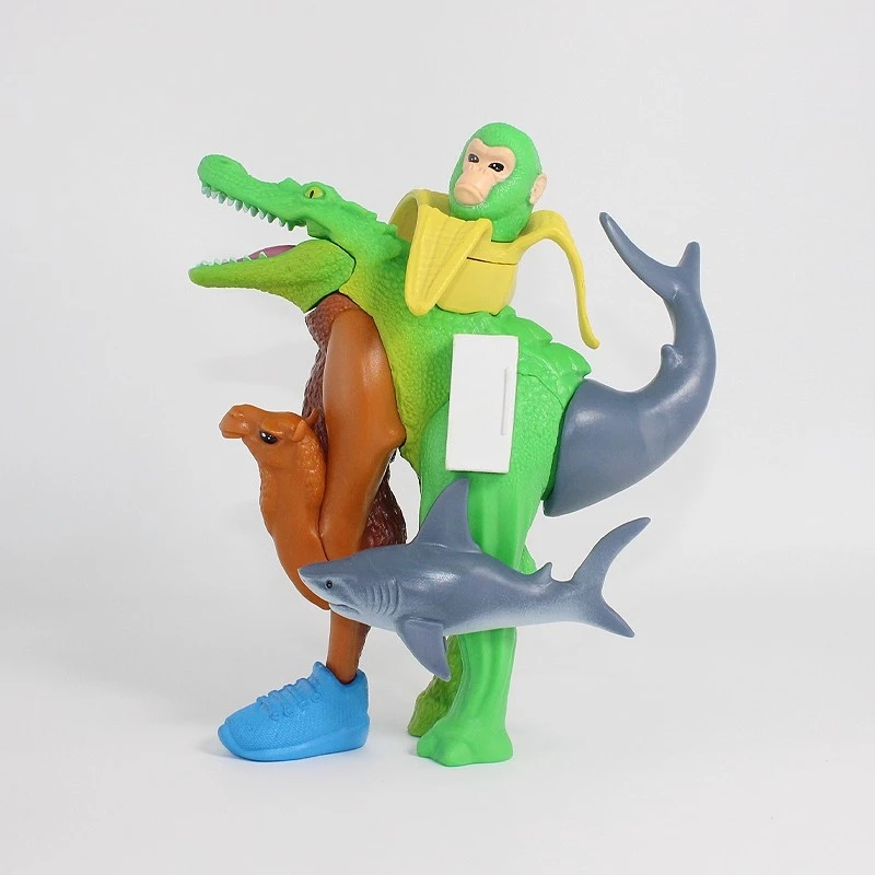 外国山海经香蕉猴鳄鱼骆驼冰箱鲨鱼融合版手办可拆卸拼装模型玩具