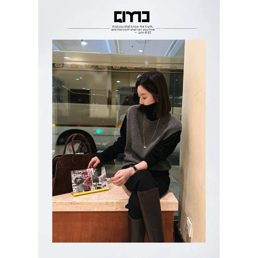 QIMO启茉（A882#小脚牛仔裤（加绒）黑色