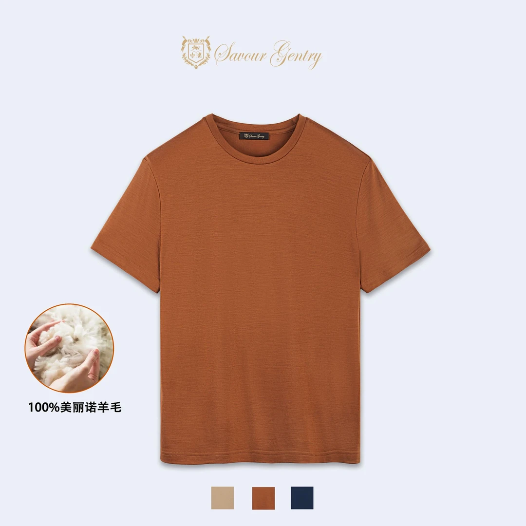 100%美丽诺羊毛男士T恤SG男装【LP国王的礼物18900同款】24BT043