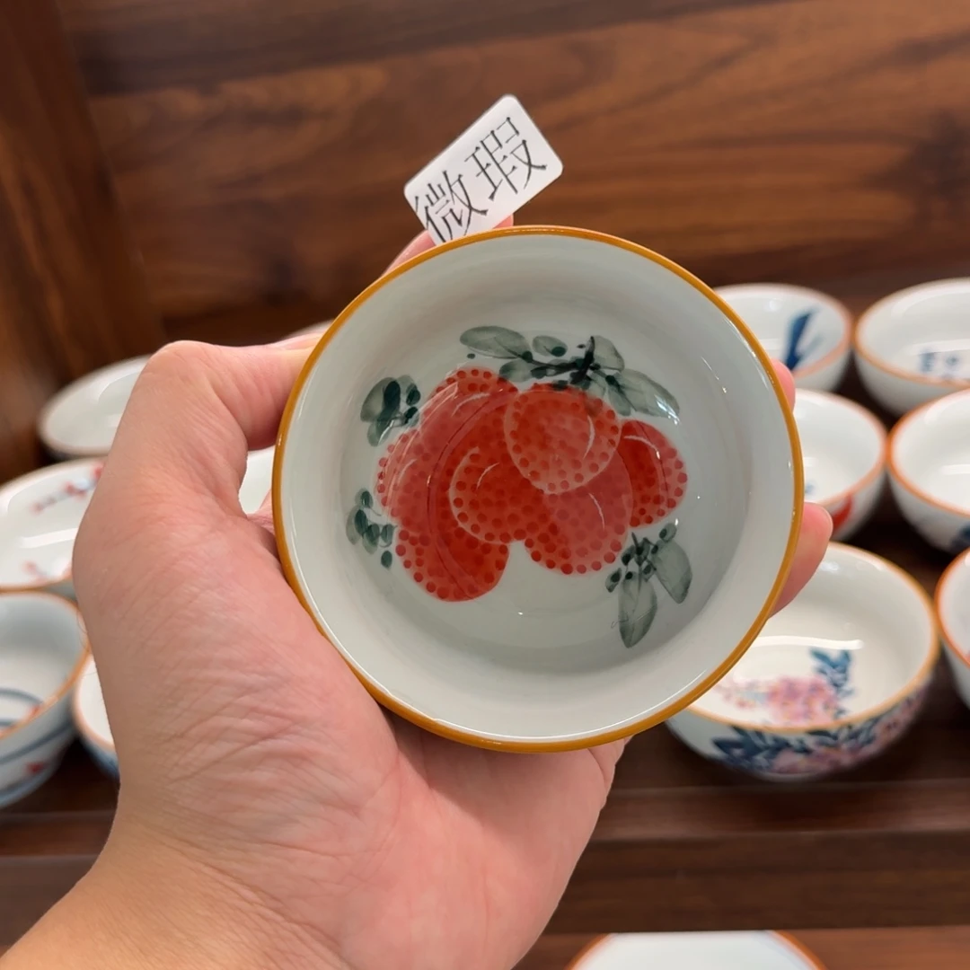 釉下手绘茶具微瑕