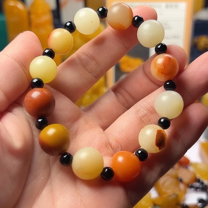 印石寿山石寿山芙蓉石五彩手串