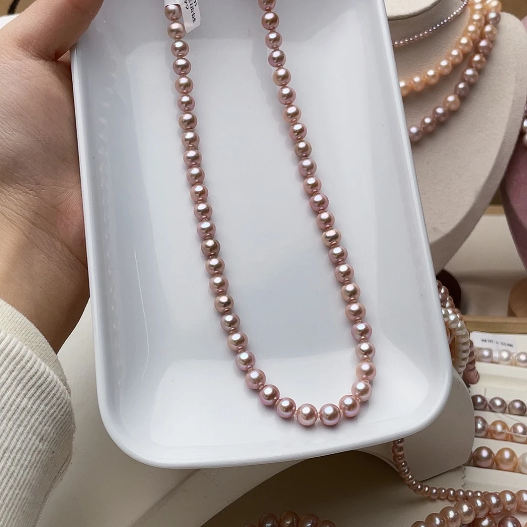 淡水珍珠项链银S925镶嵌乐**?7-8