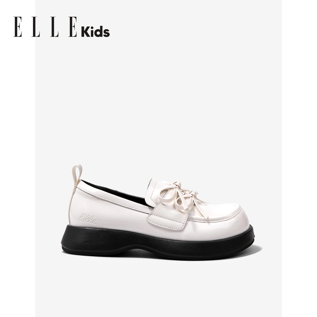 ELLE KIDS童鞋女童小皮鞋2025春秋新款儿童公主鞋女孩蝴蝶结单鞋