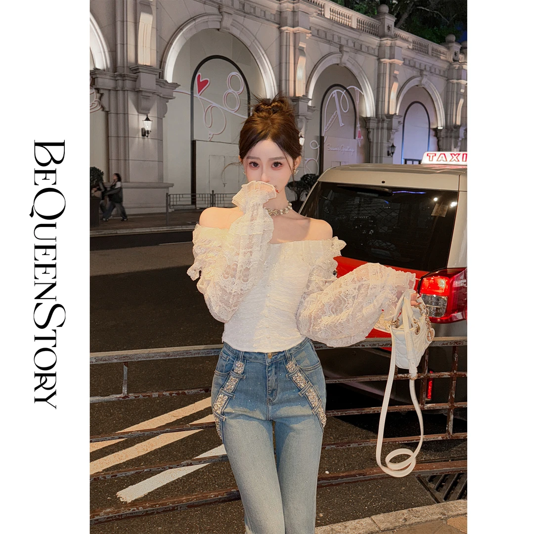 韩韩IU【桔梗恋曲】高定奢华蕾丝欧若风衬衫精致上衣女2025新款