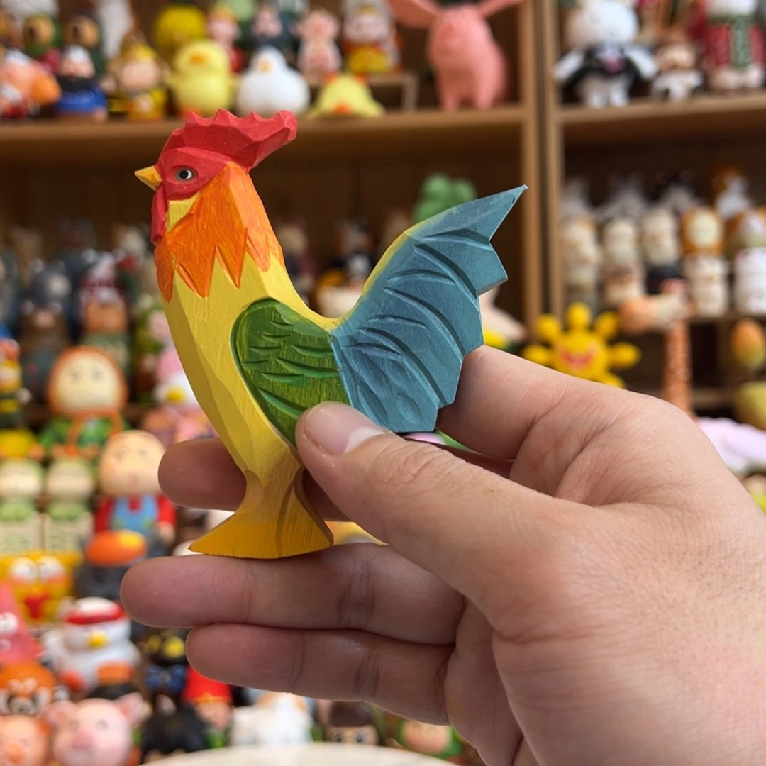 木大公鸡冰箱贴。