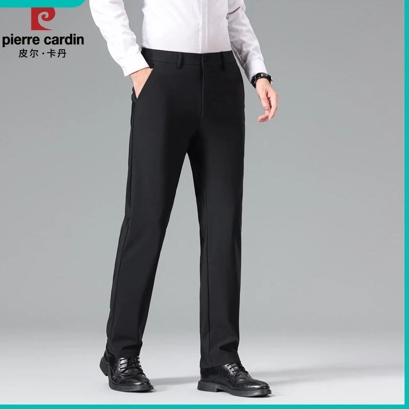 皮尔卡丹高弹力男士宽松直筒西裤秋冬男裤春秋季加厚男长裤宽松大