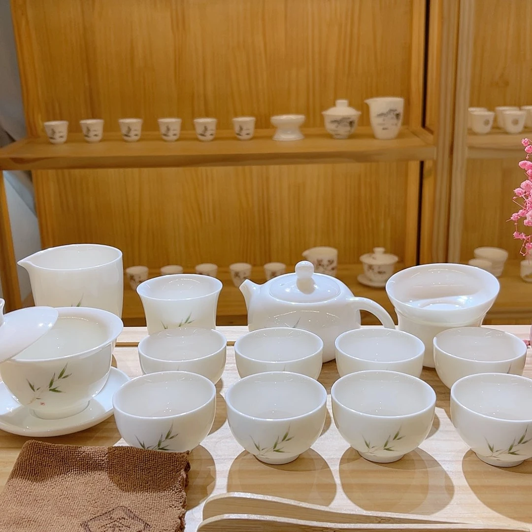 杯玄致羊脂玉瓷茶具套装