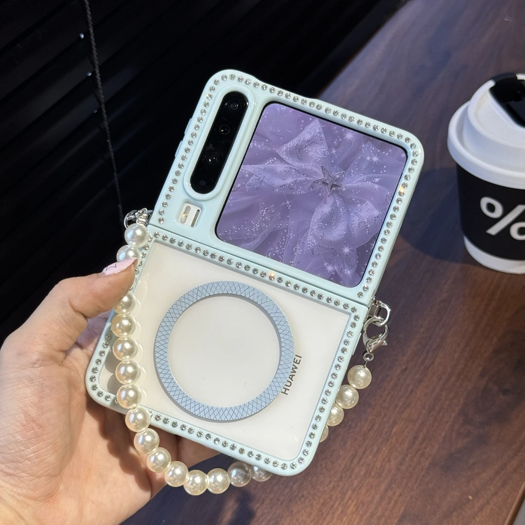 适用华为purax手机壳新款PuraX典藏版镶钻带钻软壳折叠屏保护壳女