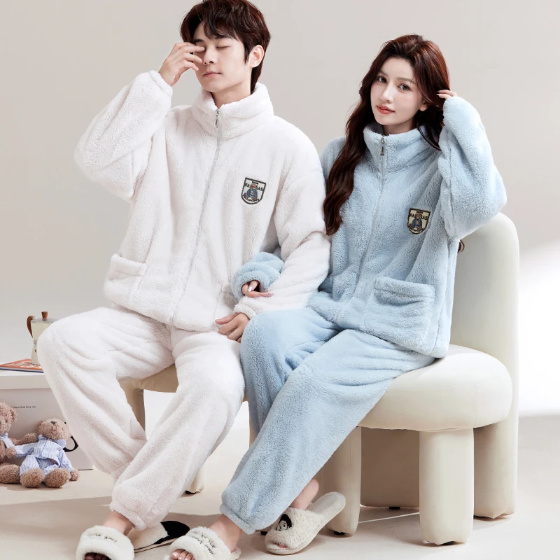 【循环锁温】雪花绒冬睡衣情侣加厚加绒保暖秋冬法兰绒家居服套装